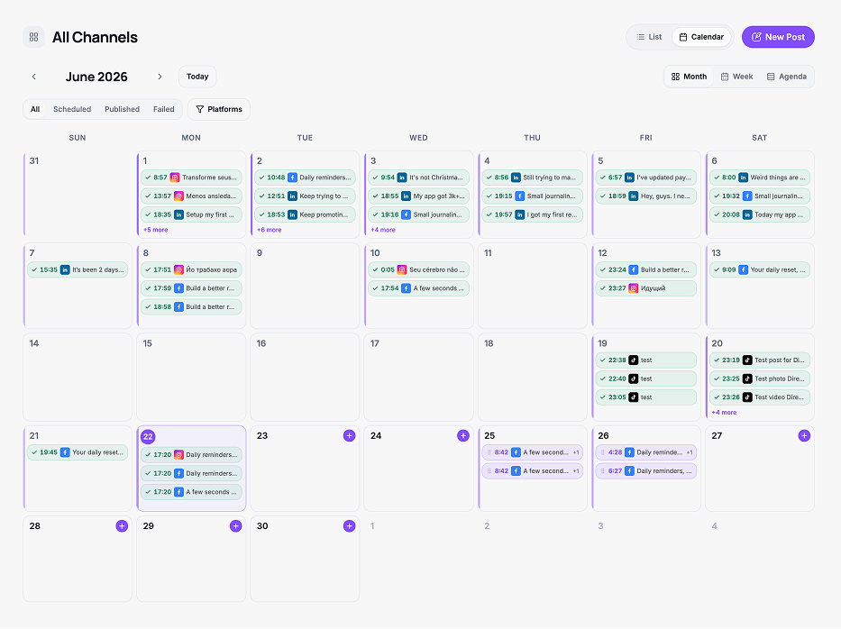 A calendar for Telegram