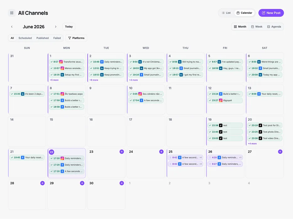 A calendar for Telegram