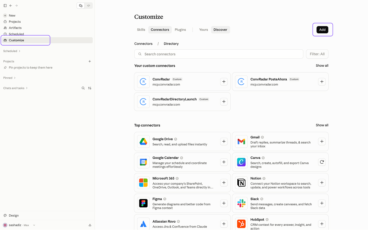 Open Connectors and click Add